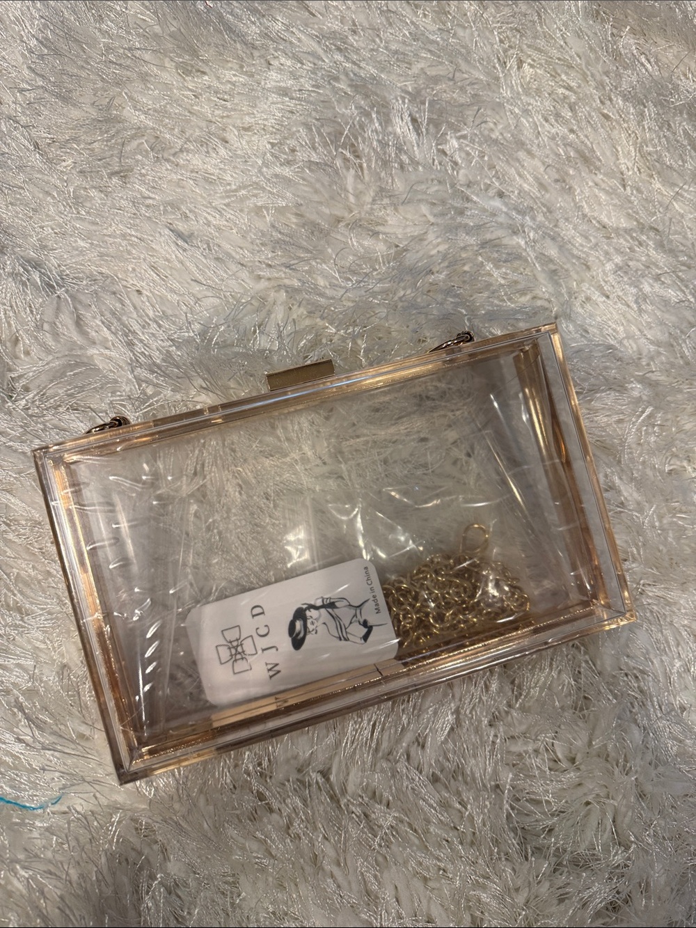 Clear Gold-Trim Acrylic Clutch